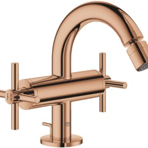 Baterie bideu Grohe Atrio M cu dubla comanda ventil pop-up manere cruce warm sunset