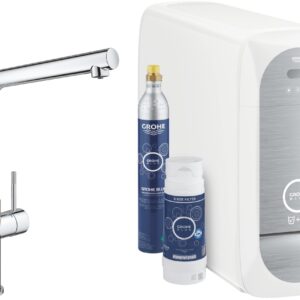 Baterie bucatarie Grohe Blue Home cu sistem de filtrare racire si carbonatare apa pipa L crom