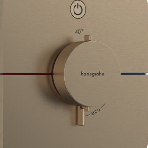 Baterie dus termostatata Hansgrohe ShowerSelect Comfort Q On/Off cu montaj incastrat necesita corp ingropat bronz periat