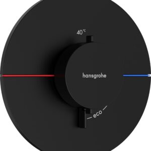 Baterie dus termostatata Hansgrohe ShowerSelect Comfort S cu montaj incastrat necesita corp ingropat negru mat