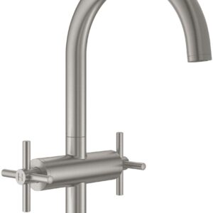 Baterie lavoar Grohe Atrio L cu dubla comanda manere in cruce supersteel