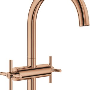 Baterie lavoar Grohe Atrio L cu dubla comanda manere in cruce warm sunset