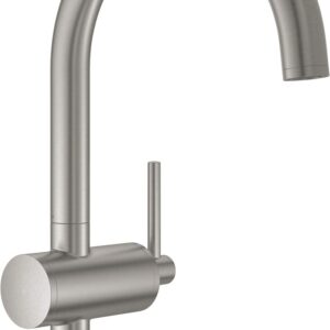 Baterie lavoar Grohe Atrio L cu pipa inalta ventil click-clack supersteel