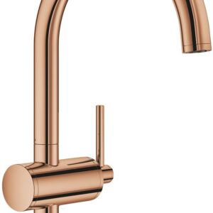 Baterie lavoar Grohe Atrio L cu pipa inalta ventil click-clack warm sunset