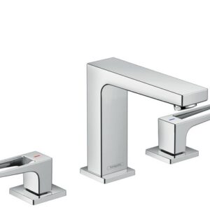 Baterie lavoar Hansgrohe Metropol 110 din 3 elemente ventil push-open cu levier decupat