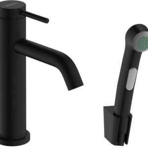 Baterie lavoar Hansgrohe Tecturis S 110 EcoSmart+ cu dus tip bideu pentru igiena intima fara ventil negru mat