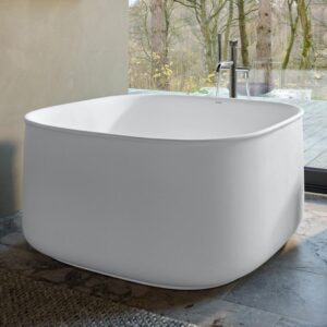 Cada freestanding Duravit Zencha 125x125cm DuroCast Plus ventil click-clack alb