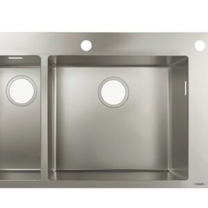 Chiuveta bucatarie Hansgrohe S712-F655 755x500mm cuva mare dreapta orificiu buton control inox