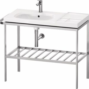 Consola metalica Duravit Aurena pentru lavoar 100x50cm orientare stanga montaj pe pardoseala inclus portprosop finisaj inox periat