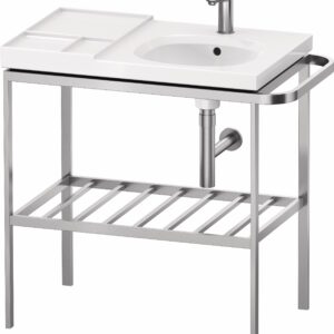 Consola metalica Duravit Aurena pentru lavoar 80x50cm orientare dreapta montaj pe pardoseala inclus portprosop finisaj inox periat