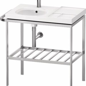 Consola metalica Duravit Aurena pentru lavoar 80x50cm orientare stanga montaj pe pardoseala inclus portprosop finisaj inox periat