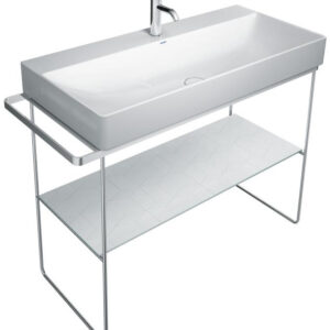 Consola metalica pe pardoseala pentru lavoar Duravit DuraSquare 865x451mm cu port-prosop reversibil fara raft crom