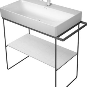 Consola metalica pe pardoseala pentru lavoar Duravit DuraSquare 865x451mm cu port-prosop reversibil fara raft negru mat