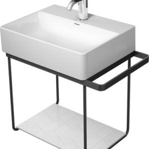 Consola metalica suspendata pentru lavoar Duravit DuraSquare 516x333mm cu port-prosop reversibil fara raft negru mat