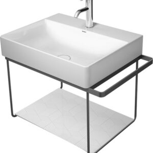 Consola metalica suspendata pentru lavoar Duravit DuraSquare 665x451mm cu port-prosop reversibil fara raft negru mat