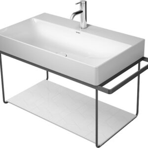 Consola metalica suspendata pentru lavoar Duravit DuraSquare 865x451mm cu port-prosop reversibil fara raft negru mat