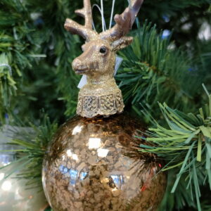 Decoratiune brad Deko Senso Deer sticla 15cm maro