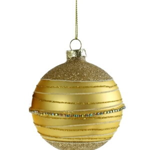 Decoratiune brad Deko Senso Rhinestone Glitter sticla 8cm auriu