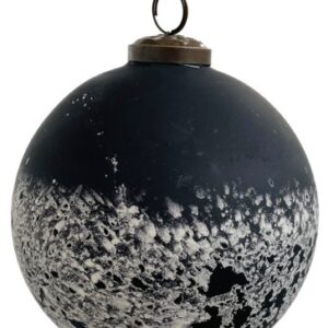 Decoratiune brad Deko Senso glob 12cm sticla negru cu patina alba