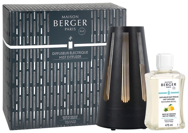 Difuzor ultrasonic parfum Berger Amphora Noir + parfum Zeste de Verveine 475ml