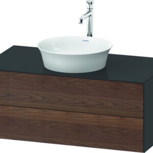 Dulap baza Duravit White Tulip cu 2 sertare pentru lavoar tip bol 100cm American Walnut Solid Wood