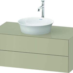 Dulap baza Duravit White Tulip cu 2 sertare pentru lavoar tip bol 100cm Taupe High Gloss