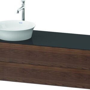 Dulap baza Duravit White Tulip cu 2 sertare pentru lavoar tip bol 130cm American Walnut Solid Wood