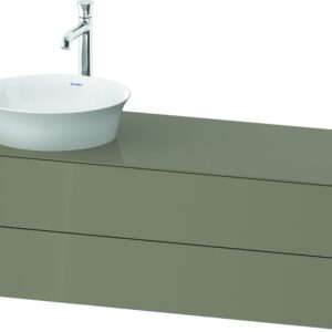 Dulap baza Duravit White Tulip cu 2 sertare pentru lavoar tip bol 130cm Stone Grey High Gloss