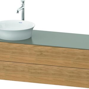 Dulap baza Duravit White Tulip cu 2 sertare pentru lavoar tip bol 130cm Stone Grey Satin Matt Lacquer