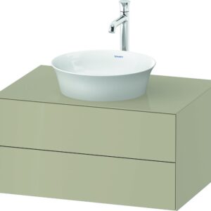 Dulap baza Duravit White Tulip cu 2 sertare pentru lavoar tip bol 80cm Taupe High Gloss