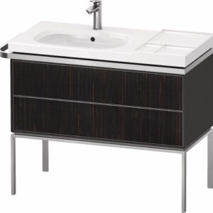 Dulap baza pe pardoseala Duravit Aurena 984 x 492mm pentru lavoar cu doua sertare orientare stanga inclus portprosop riflaj Ebony mat