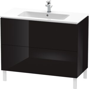 Dulap baza pe pardoseala Duravit L-Cube cu doua sertare 102cm negru lucios