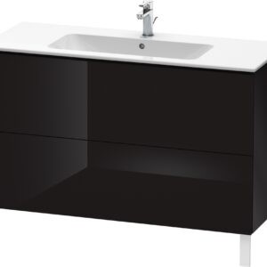 Dulap baza pe pardoseala Duravit L-Cube cu doua sertare 122cm negru lucios