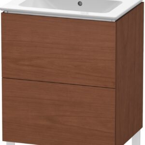 Dulap baza pe pardoseala Duravit L-Cube cu doua sertare 62cm furnir nuc natur