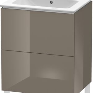 Dulap baza pe pardoseala Duravit L-Cube cu doua sertare 62cm gri flanel lucios