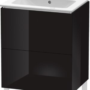 Dulap baza pe pardoseala Duravit L-Cube cu doua sertare 62cm negru lucios