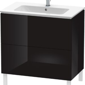 Dulap baza pe pardoseala Duravit L-Cube cu doua sertare 82cm negru lucios