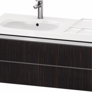 Dulap baza suspendat Duravit Aurena 984 x 492mm pentru lavoar cu doua sertare orientare stanga inclus portprosop riflaj Ebony mat