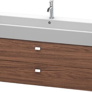 Dulap baza suspendat Duravit Brioso 1184x442mm cu doua sertare nuc inchis decor manere crom