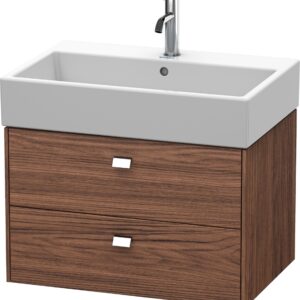 Dulap baza suspendat Duravit Brioso 684x442mm cu doua sertare nuc inchis decor manere crom