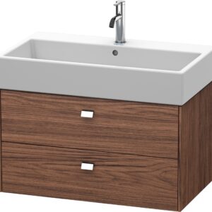 Dulap baza suspendat Duravit Brioso 784x442mm cu doua sertare nuc inchis decor manere crom