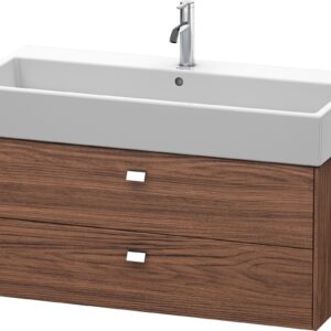 Dulap baza suspendat Duravit Brioso 984x442mm cu doua sertare nuc inchis decor manere crom