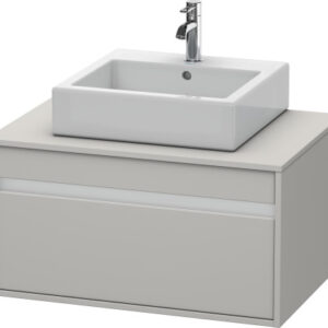 Dulap baza suspendat Duravit Ketho cu 1 sertar 80x55cm pentru lavoar pe blat gri mat decor