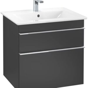 Dulap baza suspendat Villeroy&Boch Venticello 603x590x502 mm cu doua sertare negru mat lacuit