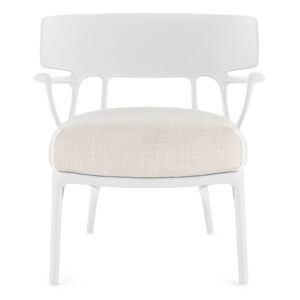 Fotoliu Kartell A.I. Lounge design Philippe Starck cadru alb perna Panamino Basic White