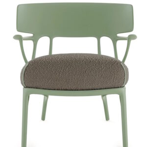 Fotoliu Kartell A.I. Lounge design Philippe Starck cadru gri perna Boucle Grey