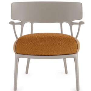 Fotoliu Kartell A.I. Lounge design Philippe Starck cadru gri perna Boucle Orange