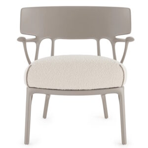 Fotoliu Kartell A.I. Lounge design Philippe Starck cadru gri perna Boucle White