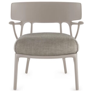 Fotoliu Kartell A.I. Lounge design Philippe Starck cadru gri perna Panamino Basic Grey