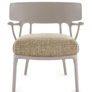 Fotoliu Kartell A.I. Lounge design Philippe Starck cadru gri perna Texture Hazelnut